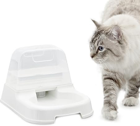 Iris Ohyama, Distributeur, Abreuvoir, Fontaine d'eau Plastique(PP) pour Chat, Chien, Système Anti-Goutte, Réservoir d'eau de 2L, L30.5 x P23.7 x H19 cm, Pieds antidérapants, J-200, Blanc