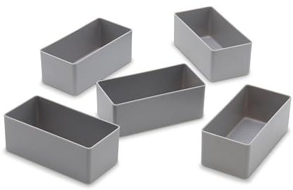1a-TopStore 10 Stk. Einsatzkästen Einsatzboxen Schubladen-Einsatzkasten Sortierboxen, 32 Größen, 5 Farben (grau, 99x49x40 mm)