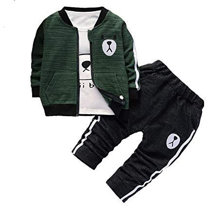 Bibicola Baby boys 3pcs clothing suit long-sleeve T-shirt + jacket + pants newborn casual sports clothes