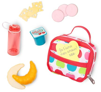 Our Generation Déjeunons Ensemble, Sac-Repas pour poupée 46 cm | Comprend 7 pièces au total : sac-repas à fermeture éclair, note, bouteille d’eau, yogourt, croissant, Idée cadeau, 3 ans et +