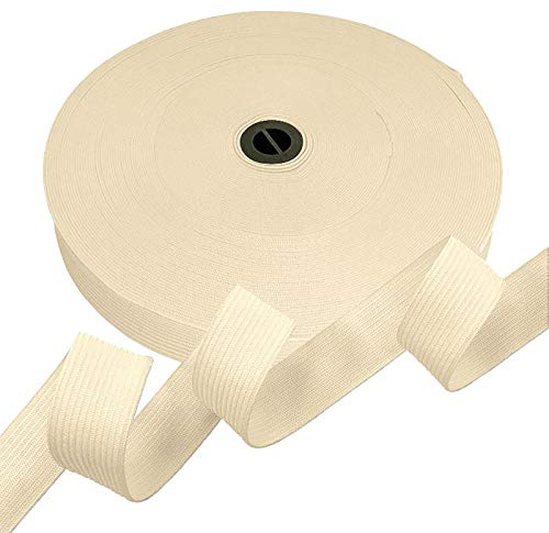 25m Gummiband Gummilitze 20mm flach gestrickt Stretch Elastisch in 19 Farben, Gurtband:122 creme