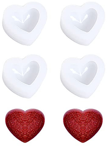 Nifocc Stampo in silicone a forma di cuore, 3D, a forma di cuore, a forma di cuore, in resina epossidica, per gioielli fai da te, artigianato, capacità di saponi – 4 pezzi piccoli