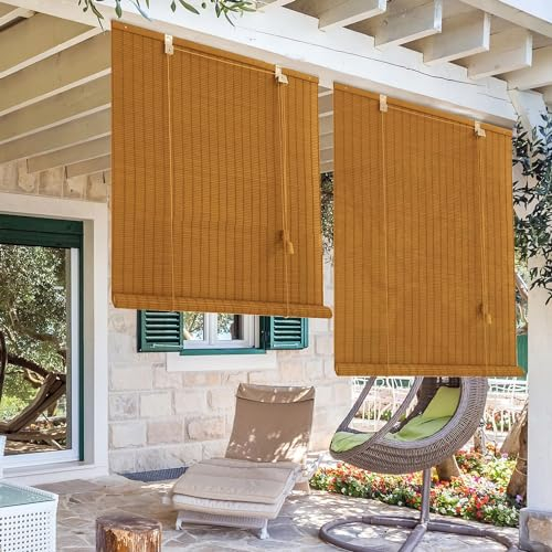 MADECOSTORE Roll'up Bambou Tissé Extérieur - Chamois - L120 x H250cm