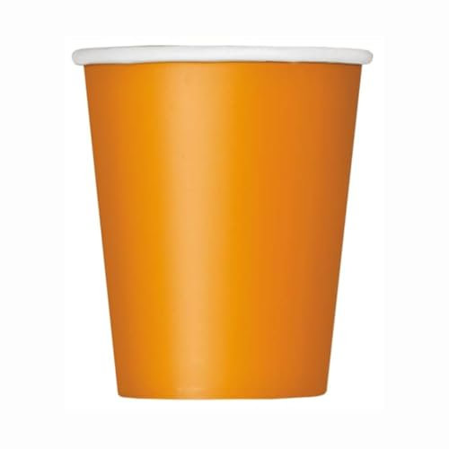 Unique-Gobelets en Carton Orange-Paquet de 14, 82161, Pack of 14