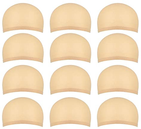 Hsthe Sea 12er-Pack Perückenkappe Nylon-Perückenkappen Nylon-Haarnetz Dehnbares elastisches Netz Perückennetz für Damen und Herren (Hautfarbe)