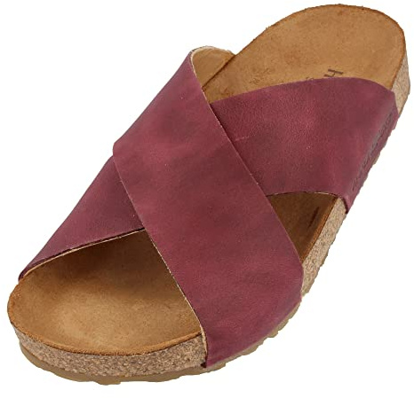 HAFLINGER Bio Mio Leder Pantolette Sandale Unisex Rot (Country Bordeaux 1654), Gr 40