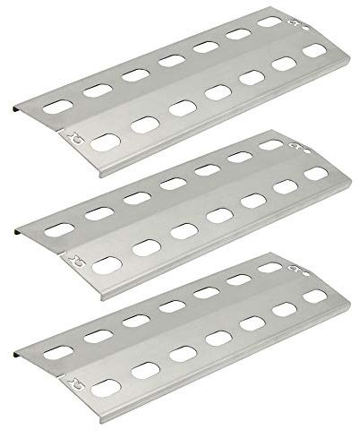 Grillclub 3 x Edelstahl Flammenblech 39,5 x 15 cm / - extra stark 1,5mm - / für Gasgrill Flammenverteiler Flammenabdeckung Grillblech Brennerabdeckung