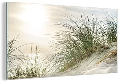 MuchoWow Glasbild Glasfoto Wandbild Bilder Deko 120x60 cm Dünen - Watteninseln - Wasser