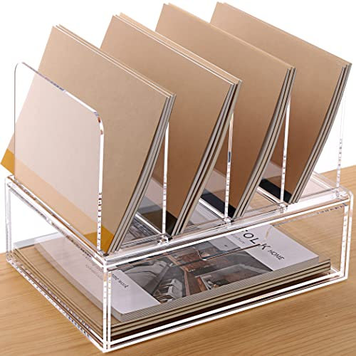 HeZone Acryl-Schreibtisch-Zubehör, Schreibtisch-Organizer, Aufbewahrung mit Schublade, Organizer für den Schreibtisch, transparentes Acryl-Büro-Organizer für die Arbeit, 1 Stück
