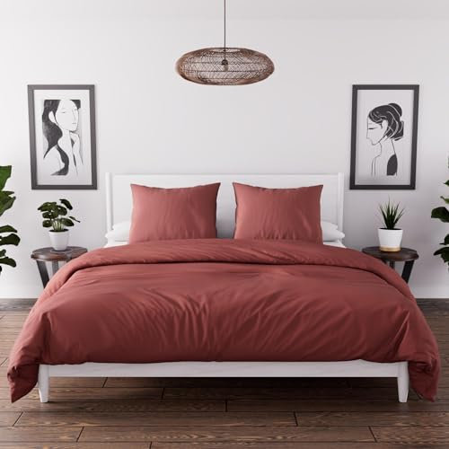 Intemporel Parure Housse de Couette en Microfibre lavée 260x240 cm Boheme Brique, par Soleil d'Ocre