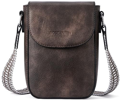 BOSTANTEN Handy Umhängetasche Damen, Handytasche zum Umhängen Leder, Handytasche mit Geldbörse zum Umhängen, Handtasche damen umhängetasche Kaffee