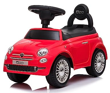 Primi Passi Macchinina Cavalcabile Fiat 500 per Bambini da 12 a 36 Mesi con Suoni e Clacson Sistema Antiribaltamento Vano Portaoggetti Schienale Gioco per Imparare a Camminare (Rosso)