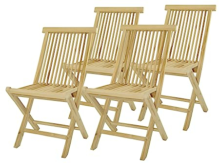 SONLEX 4er Set Klappstuhl aus Holz Gartenstuhl Balkonstuhl – Teakholz Stuhl für Terrasse Camping – kompakt klappbar