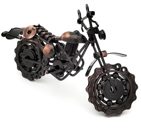 Escomdp Vintage Motorcycle Model Iron Metal Antique Bicycle Vehicle Home Wall Room Office Desktop Decor Handmade Decoration Handcrafts Collections (M135)