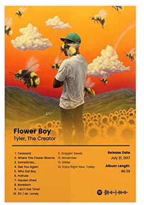 BSapp Tyler, The Creator Poster Flower Boy Album Cover Poster Leinwand Poster Wandkunst Dekor Druck Bild Gemälde für Wohnzimmer Schlafzimmer Dekoration 50 x 75 cm