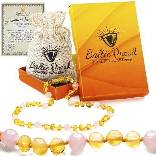 Baltic Amber Necklace (Unisex Honey Rose 12.5”) Certified Amber