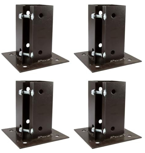 4 x Fence Post Holder 50mm posts Support Bolt Down Shoe Anchor Clamp Grip Brown for 50mm x 50mm posts (2) Eliza Tinsley Swiftpost, Pack of 4