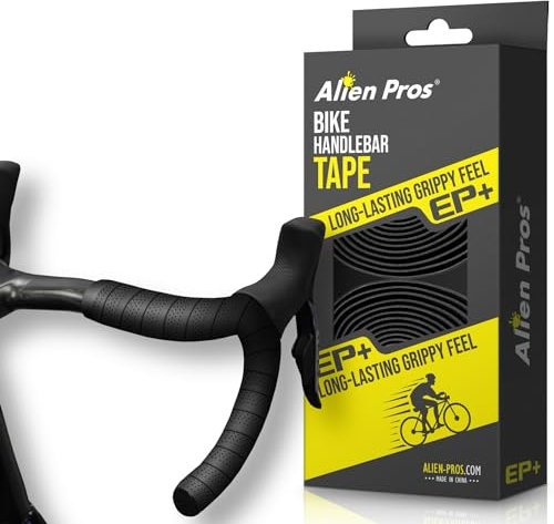 Alien Pros Fahrrad-Lenkerband, schwarz, neues Modell EP+ (2er-Set) – Wickeln Sie Ihr Fahrrad für eine tolle komfortable Fahrt – verbessern Sie Ihren Fahrradgriff mit diesem