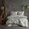 ZIRVEHOME Bettwäsche 135x200 cm 2 teilig Set Baumwolle Bettbezug Grün-Grau mit Tropischem Palmblatt und Kardenblumen-Design, Tuva