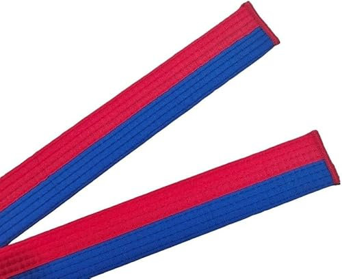 Pandiui23 Professioneller Taekwondo-Karate-Judo-Gürtel, doppelte Umwicklung, Kampfkunst, Streifen, Sportgürtel (1, Blau Rot, 1,8 m)