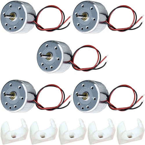JYUDAUFU 5 Pcs RF-300 Motor DC 1V-6V 0.08inch/2mm(Shaft Diameter) 0.16inch/4mm(Shaft Length) 5200 rpm with 2-Pin PigtailRepair Rebuild Part for Engine Toy Car Mini Fan DIY Model for Arduino