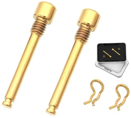 Bamyli 2 Pcs M4 Titanium Bolts for Bike Disc Brake Pads Threaded Pin Inserts Screw Disc Brake Pad Pin Axle with Circlips for Threaded Hydraulic Disk Caliper (Gold)
