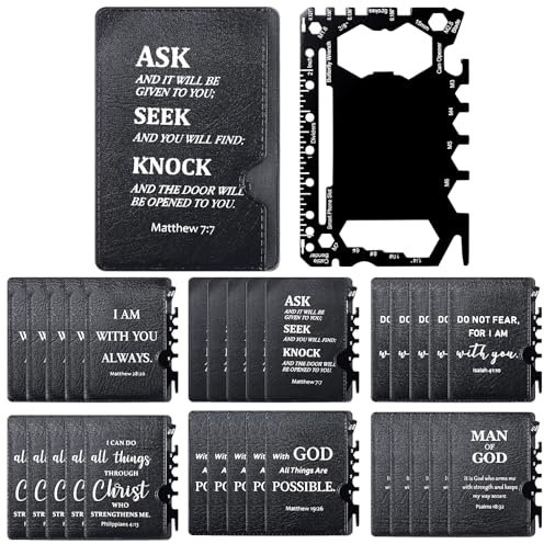 Lasnten 30 Pcs Credit Card Multitool Bulk Christmas Gifts For Men Bible Verses Wallets Pocket Survival Tools Stocking Stuffers For Church Christmas Husband Adult Men Gifts