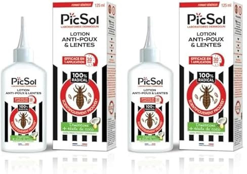 PicSol - Lotion anti-poux et lentes - Efficacité prouvée en 30 minutes et en seule application- Aucun insecticides chimiques - (Lot de 2)