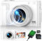 Digitalkamera 4K, 48MP Autofokus Kamera Fotokamera mit 32GB Karte, 2.7'' 180° Filp-Bildschirm Vlogging Kamera für YouTube 16x Zoom Fotoapparat, Kompaktkamera für Teens Anfänger Erwachsene-Weiß