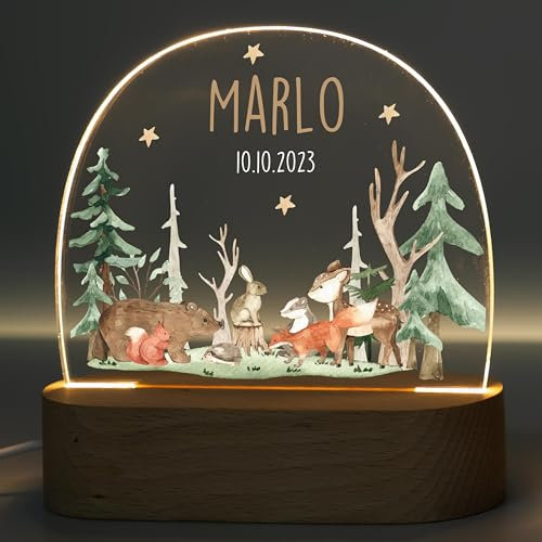 MINIHELDEN - Nachtlicht Baby mit sanftem Licht für Schlafzimmer – Personalisierte Geschenke für Kinder mit Namen – Dimmbares Nachtlicht Kinder – Baby Geschenk zur Geburt – Stilllicht mit USB-Kabel