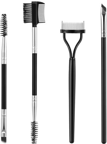 AOZUO Juego de 4 peines para pestañas, cepillo de pestañas, cepillo de cejas, cepillo de cejas, rizador de pestañas, separador de pestañas, cepillo de cejas y bobina de pestañas para herramientas de