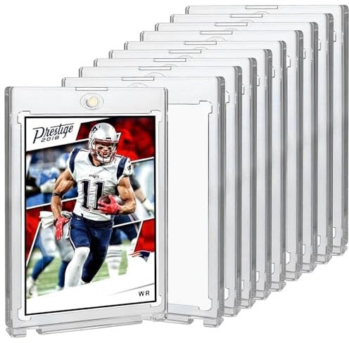 10Pcs 35PT Transparent Magnetic Card Holder, One Touch Hard Plastic Storage Protection Holders, Acrylic Display Cards Protectors for Collectible Trading Sports Football Baseball Protective Cards