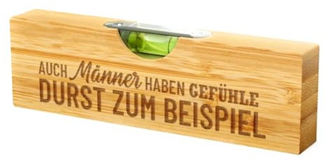 Wasserwaage mit Spruch, Lustiges Geschenk für Männer, Dekorative Holz-Wasserwaage mit Gravur,