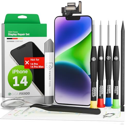 GIGA Fixxoo® Display für iPhone 14 [inkl. Werkzeug-Kit] - Retina LCD Dsiplay mit Touchscreen - Original iPhone Display Reparatur Set - Ersatzdisplay für iPhone mit Werkzeugkit
