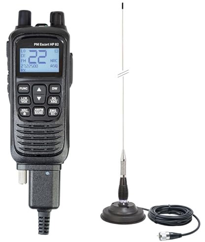 PNI Escort HP 82 portable CB radio station kit, multi standard, 4W, 12V, AM-FM with PNI ML100 CB antenna with magnet