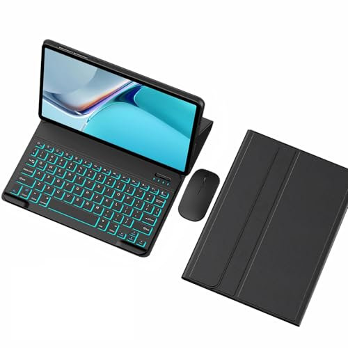 FAYGAOAI Étui Clavier pour Lenovo Tab M10 Plus 3rd Gen (2022) TB-125FU 10.6, Rétroéclairé 7 Couleurs, Clavier sans Fil Magnétique Détachable,Noir
