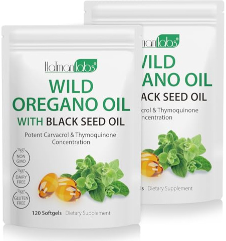 Capsules D'Huile D'Origan 120 Softgel, Végétaliennes - 2 En 1 6000 Mg D'Huile D'Origan Avec 200 Mg D'Huile De Nigelle, Soutien Hautement Efficace Du Système Immunitaire Et Digestif (2)