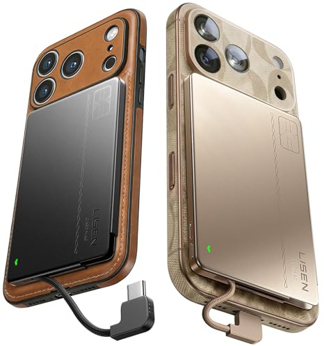 LISEN 0,5 Zoll Ladekarten-Handy-Ladegerät, 5000 mAh, ultradünne Powerbank, schnelles Aufladen, Kreditkarten-Ladegerät für iPhone 17–15 & Samsung, kabellos, Nennkapazität 2700 mAh, Schwarz