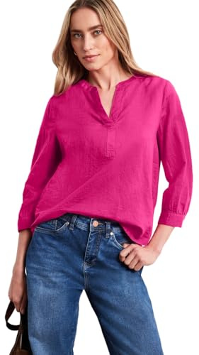 Street One Damen Bluse mit Split Neck aus Leinenmix