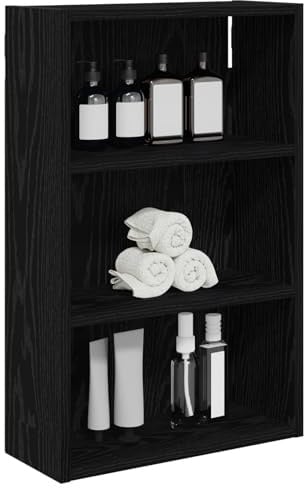 vidaXL Badezimmer-Wandschrank Schwarze Eiche 40 x 16 x 62,5 cm, Moderner rechteckiger Badezimmer-Schrank, praktische Stauraumlösung, minimalistisches Regalsystem, stylisches Wohnaccessoire