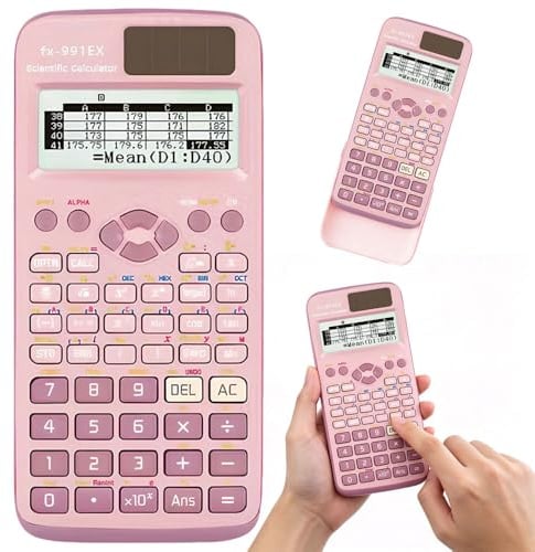 FX-991EX Scientific Calculator, Engineering Scientific Calculator with 552 Functions, Portable Scientific Calculator with 10+2 Screen Displays for Students and Teachers, Office, Pink
