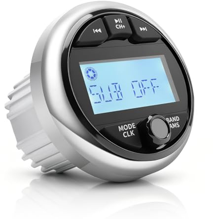 Stereo Marino Impermeabile, Radio per Barche con BT 5.0, Ricevitore AM/FM, Lettore MP3, Ingresso USB/AUX e Telecomando, Sistema Audio Nautico per Barche e Yacht
