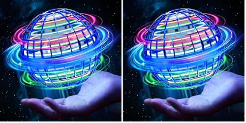 Airabc Fliegender Ball,Magic Flying Orb Ball,Hand Controlled Hover Ball Schwebender Ball mit LED Licht Flying Spinner Mini Drohne Für Kinder Geschenke Für Jungen Mädchen Indoor Outdoor (Packung mit 2)