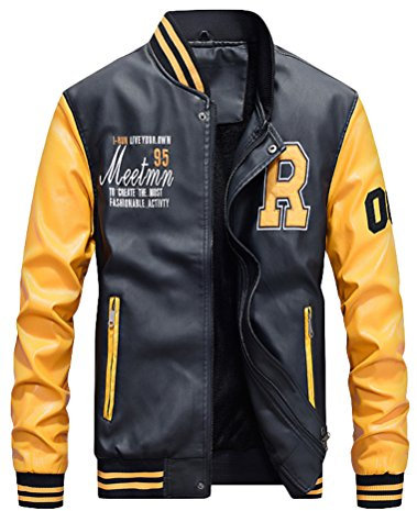 Vogstyle Herren Winterjacke Bomberjacke Fliegerjacke Freizeit Reißverschluss Jacken Mantel Yellow XL