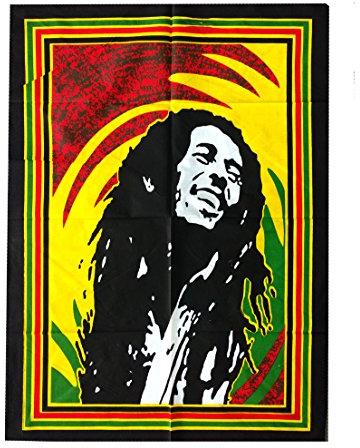 Rastogi Handicrafts Bob Marley, Hendrix Gitarre, 101,6 x 76,2 cm, Wandteppich, dekoratives indisches Wohnheim-Dekor, Baumwolle, mehrfarbig (RH-154)