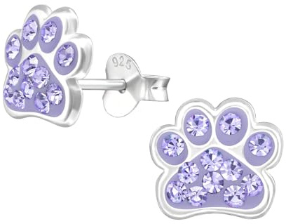 Monkimau Mädchen Ohrringe Pfote Ohrstecker aus 925 Sterling Silver echt Silber mit 24 Kristallen