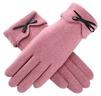 DEBAIJIA Gants en Cashmire Laine Épais Thermique Écran Tactile, Mode Élégant pour Fille Femme, Gant Idéal avec Couche de Velours Anti-froid Doux Chaud Confortable pour Automne Hiver - Rose A