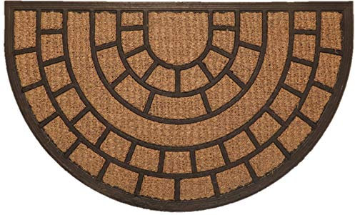 oKu-Tex Fußmatte Kokos Struktur halbrund Design1 45 x 75 cm | Indoor & Outdoor | Relief