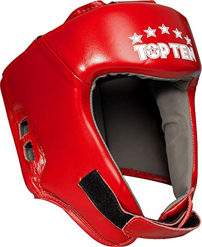 TOP TEN Kopfschutz aus Leder inkl. IBA Label ohne Kinn- und Jochbeinschutz - rot, Gr. XL