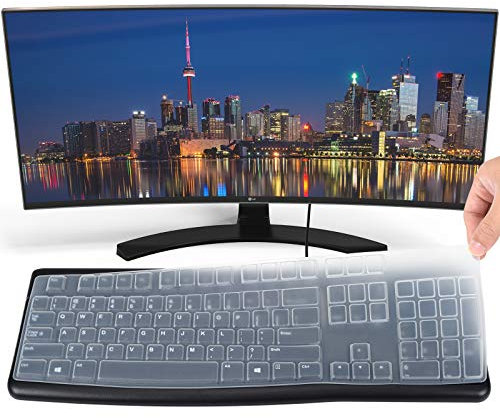 KeyCover Ultra Thin Silicone Keyboard Cover Compatible with Logitech K120 MK120 Clear Keyboard